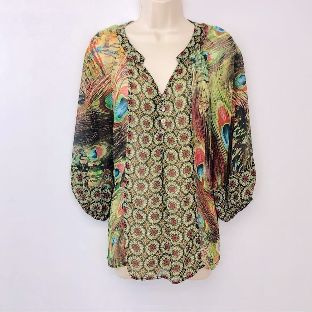 Figueroa & Flower Mandela Print Popover Blouse